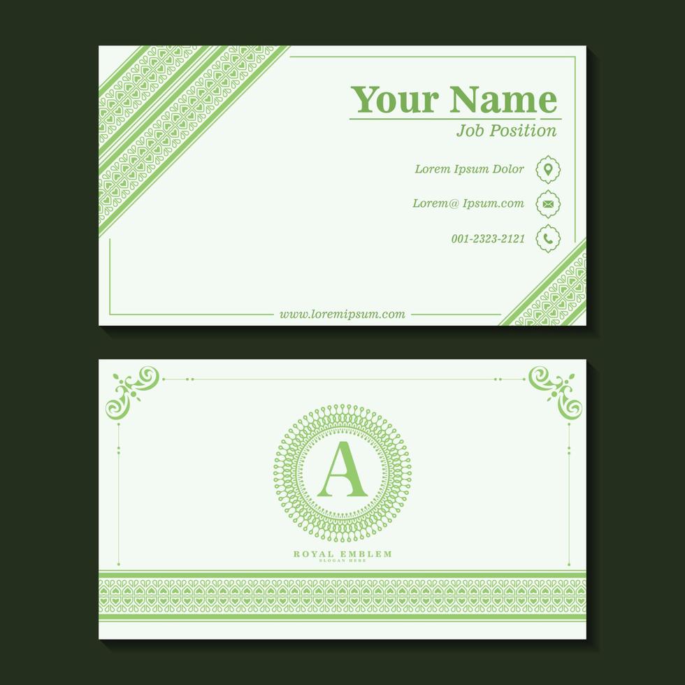 Elegant green mandala business card vector