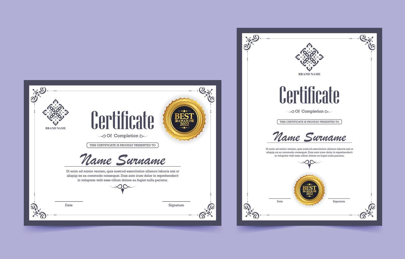 Achievement certificate best award diploma vector