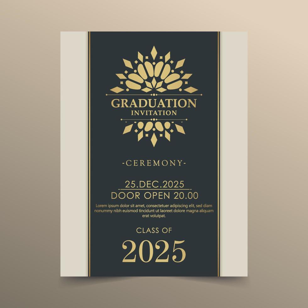 Elegant graduation invitation template with ornament vector