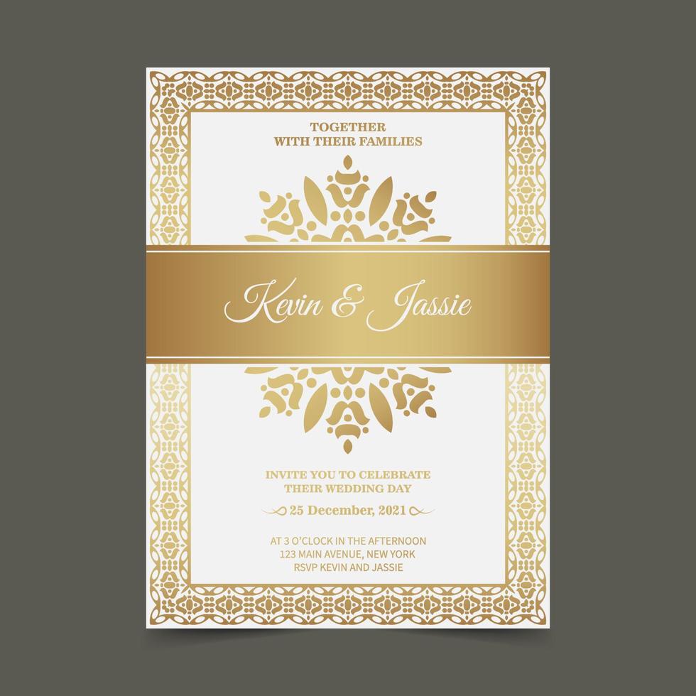 Gold invitation background style ornamental pattern vector