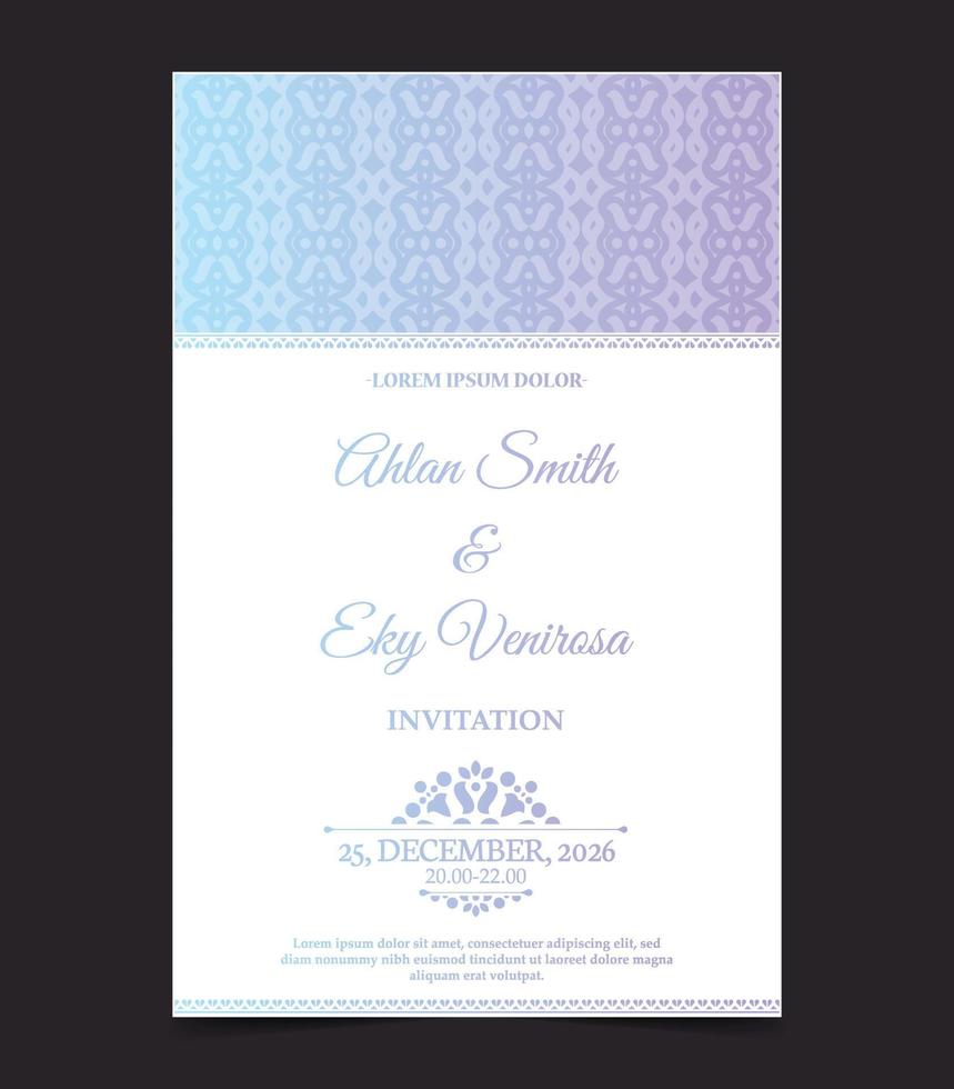 Elegant wedding invitation with pattern motif vector