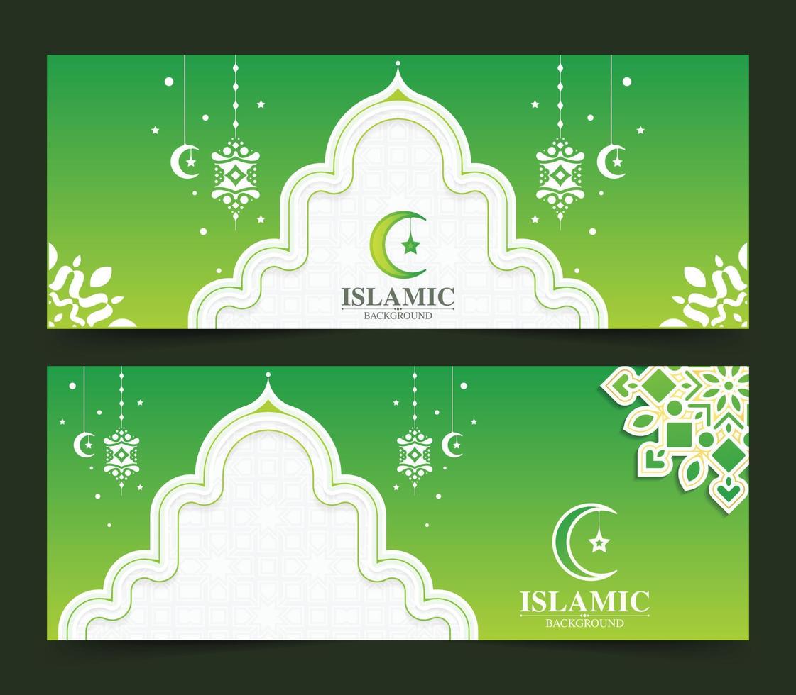 Green Ramadan kareem card template vector