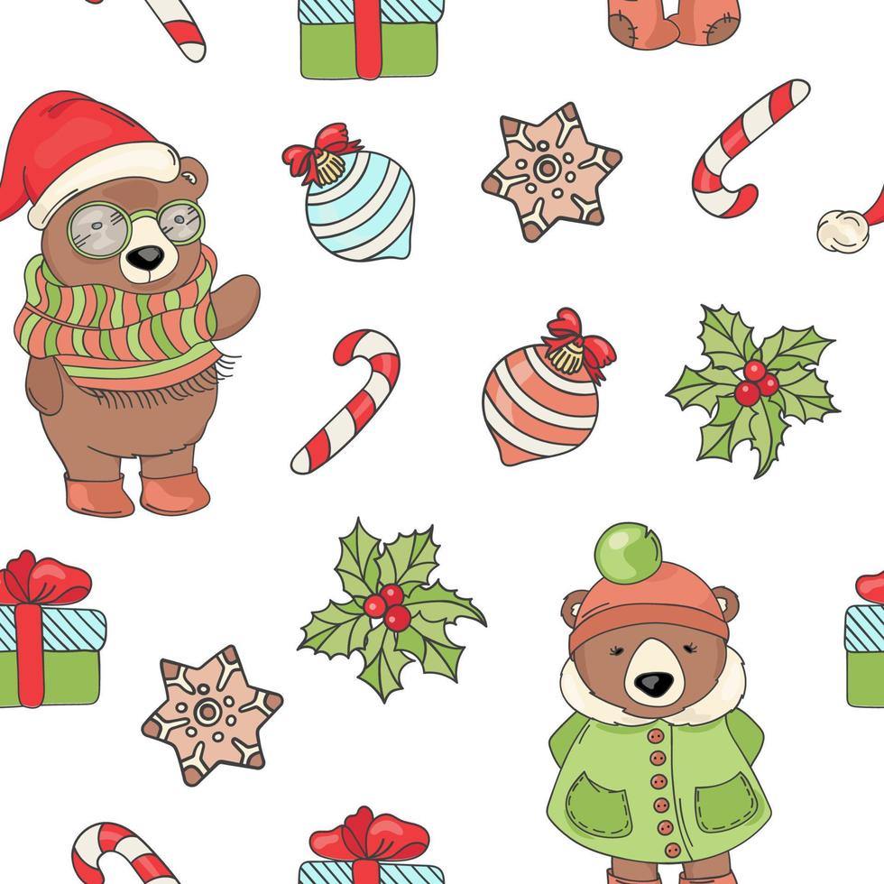 oso Navidad nuevo año sin costura modelo vector ilustración