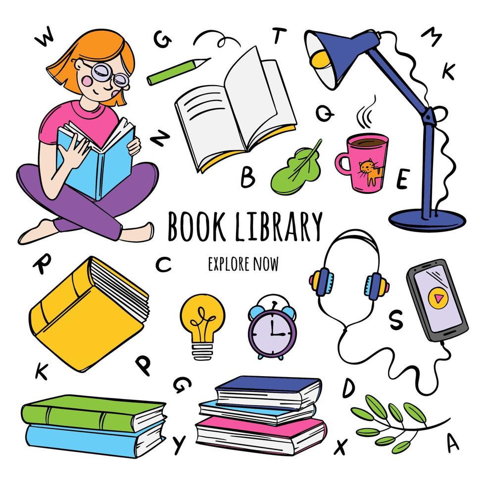 BOOK LIBRARY CONCEPT Bookstore Online Learning Of Students vector