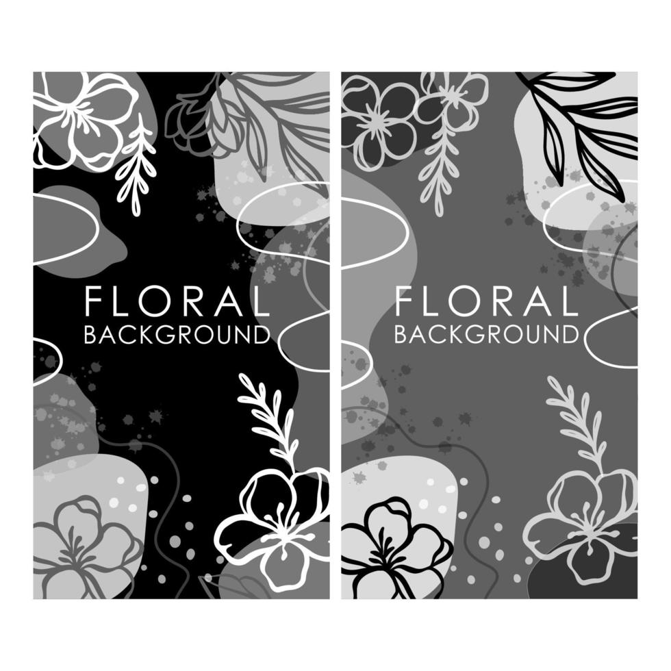 SOCIAL MEDIA FLOWER BACKGROUND Floral Monochrome Vector Set