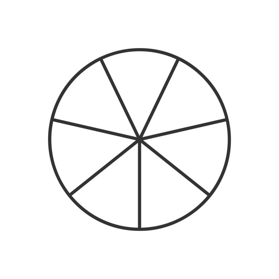 Circle Divided In 7 Segments Pie Or Pizza Round Shape Cut In Seven 