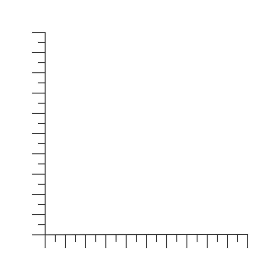 Corner ruler template. Angle measuring tool with vertical and horizontal lines with markup vector