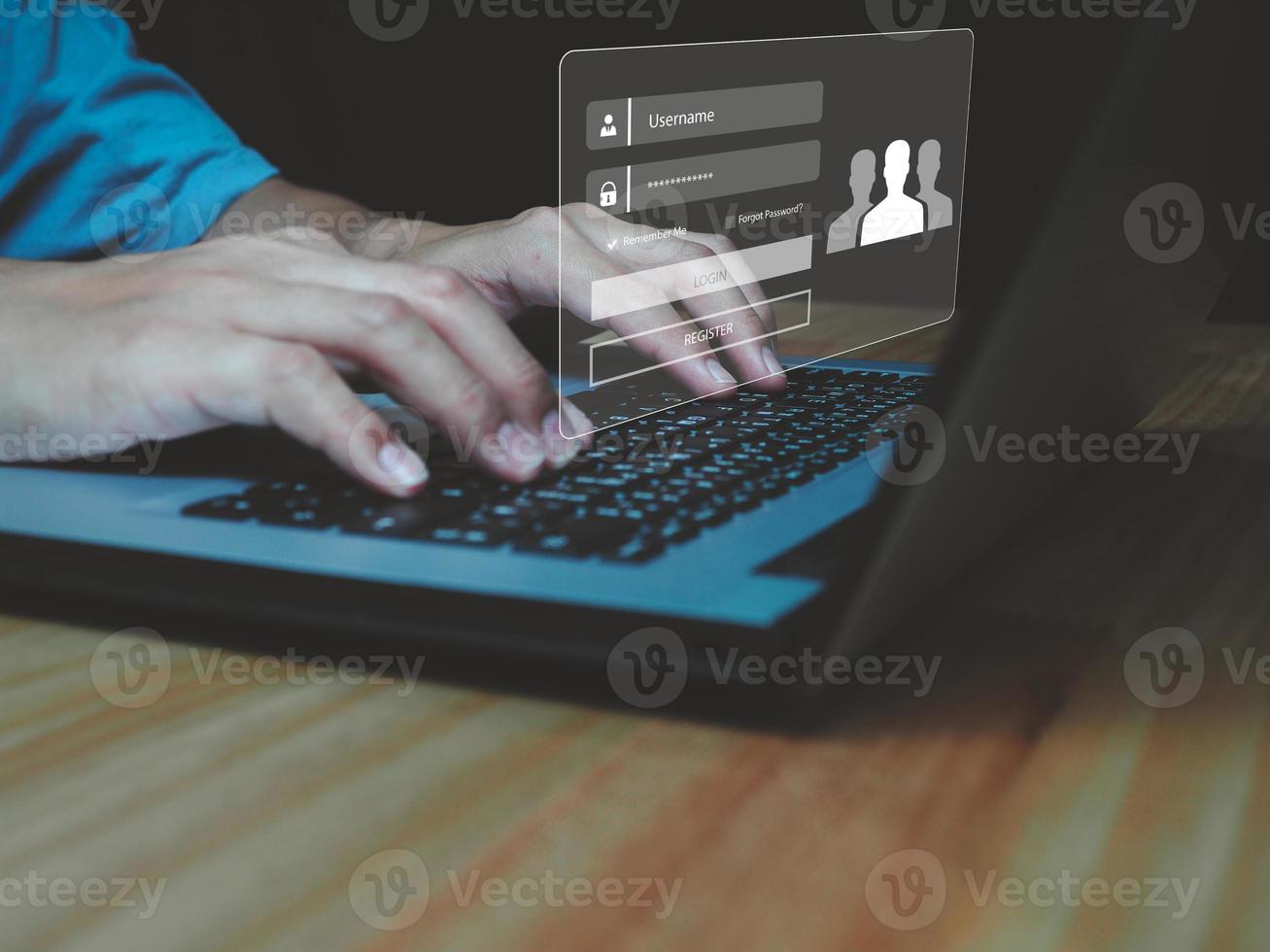 Cyber security concept, information security. login window Identifying Digital User Ownership photo