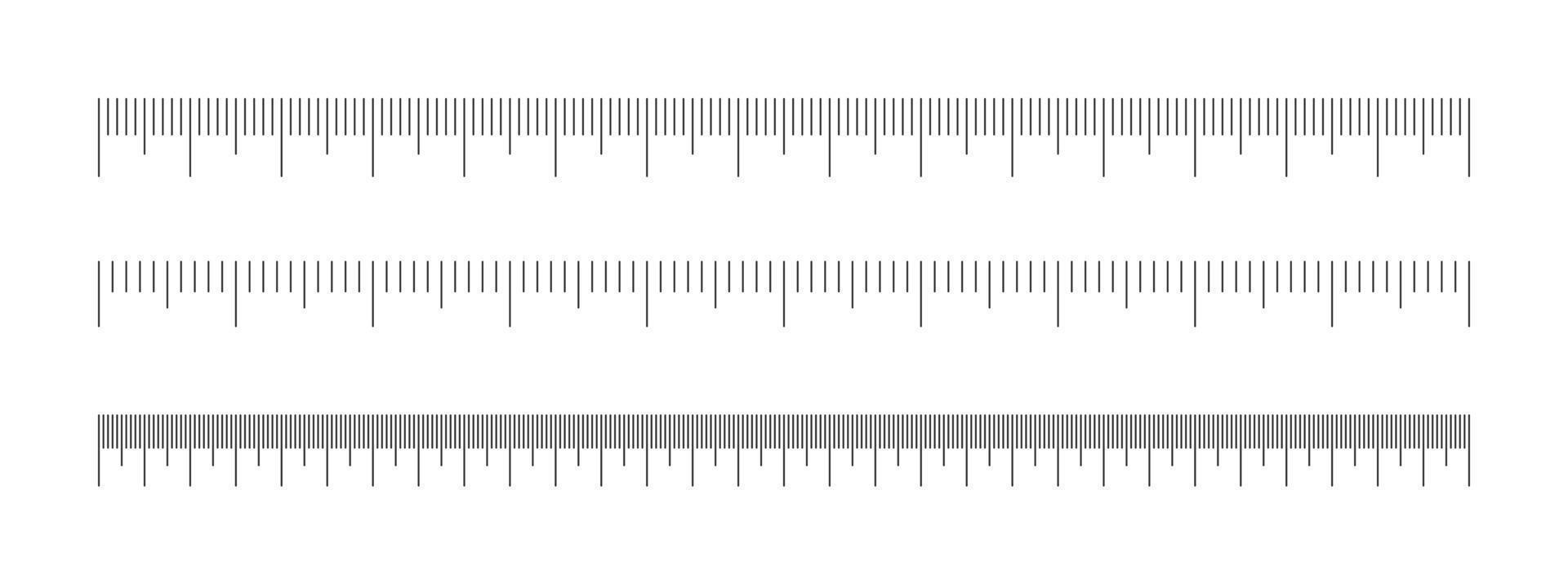 Scale of ruler set. Horizontal measuring chart with centimeters and millimeters markup. Distance, height or length measurement tool vector
