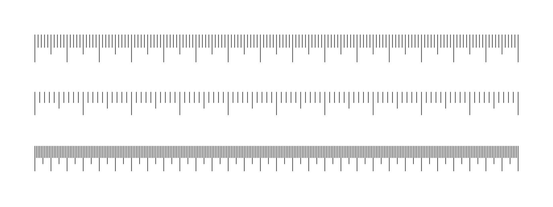 Scale of ruler set. Horizontal measuring chart with centimeters and