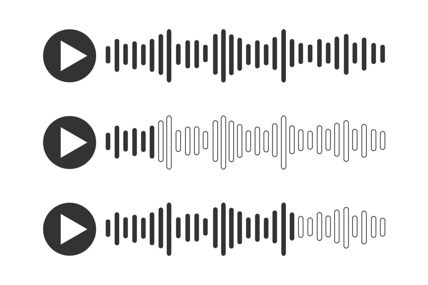 Voice message icons with speech sound waves. Audio chat, radio, podcast app interface vector