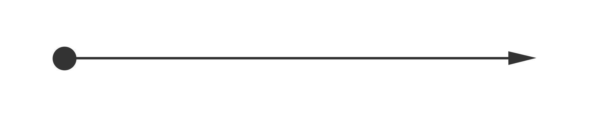 Straight line with point on start and arrow on finish. Symbol of direction, aim, target, path, easy challenge, fast way, ideal plan vector