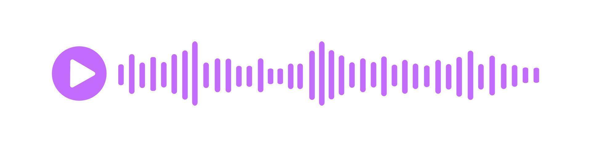 Voice message pictogram. Mobile messenger audio chat element with play icon and speech sound wave. Podcast, online radio, record sign vector