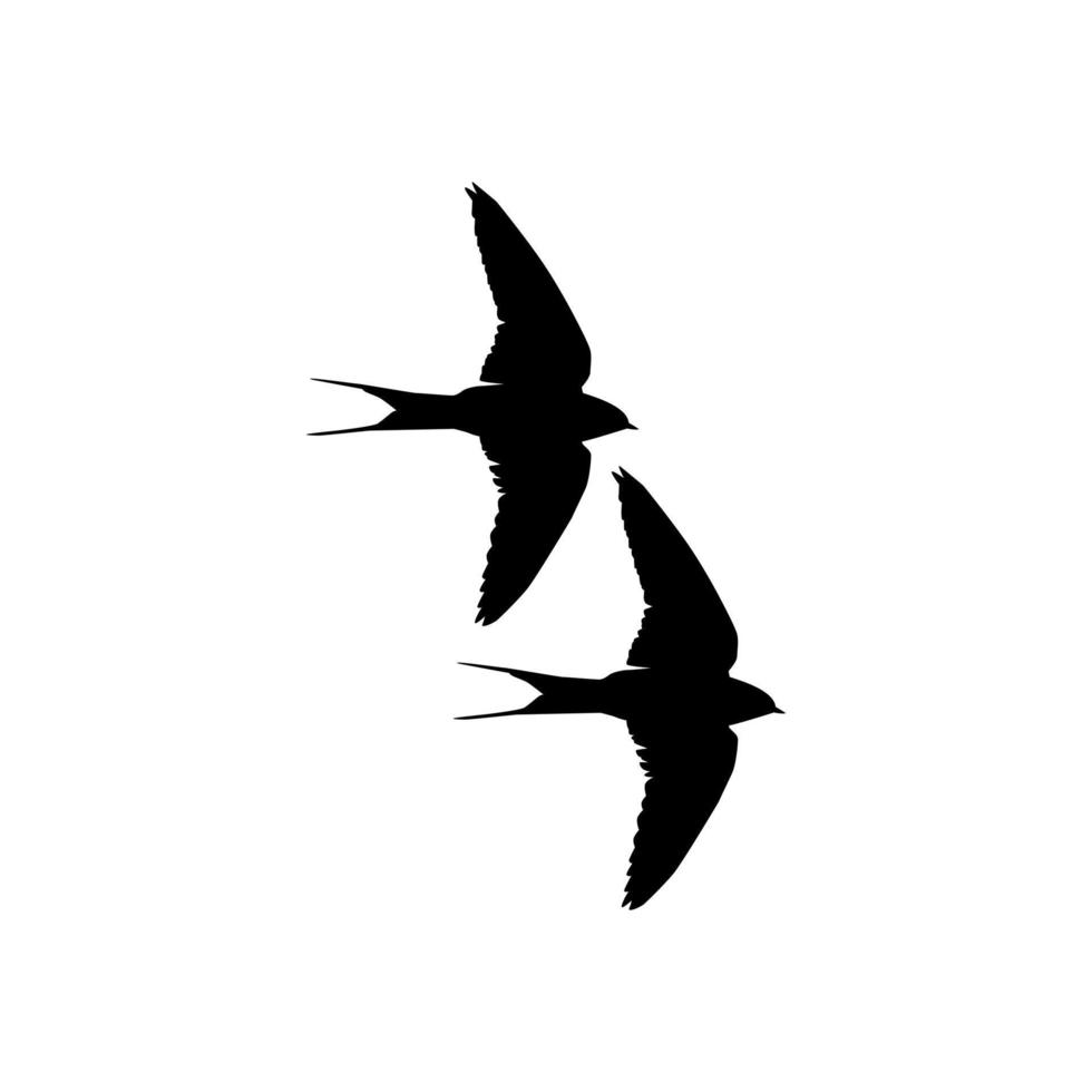 Flying Pair of the Swallow Bird Silhouette for Logo, Pictogram, Website. Art Illustration or Graphic Design Element. Vector Illustration