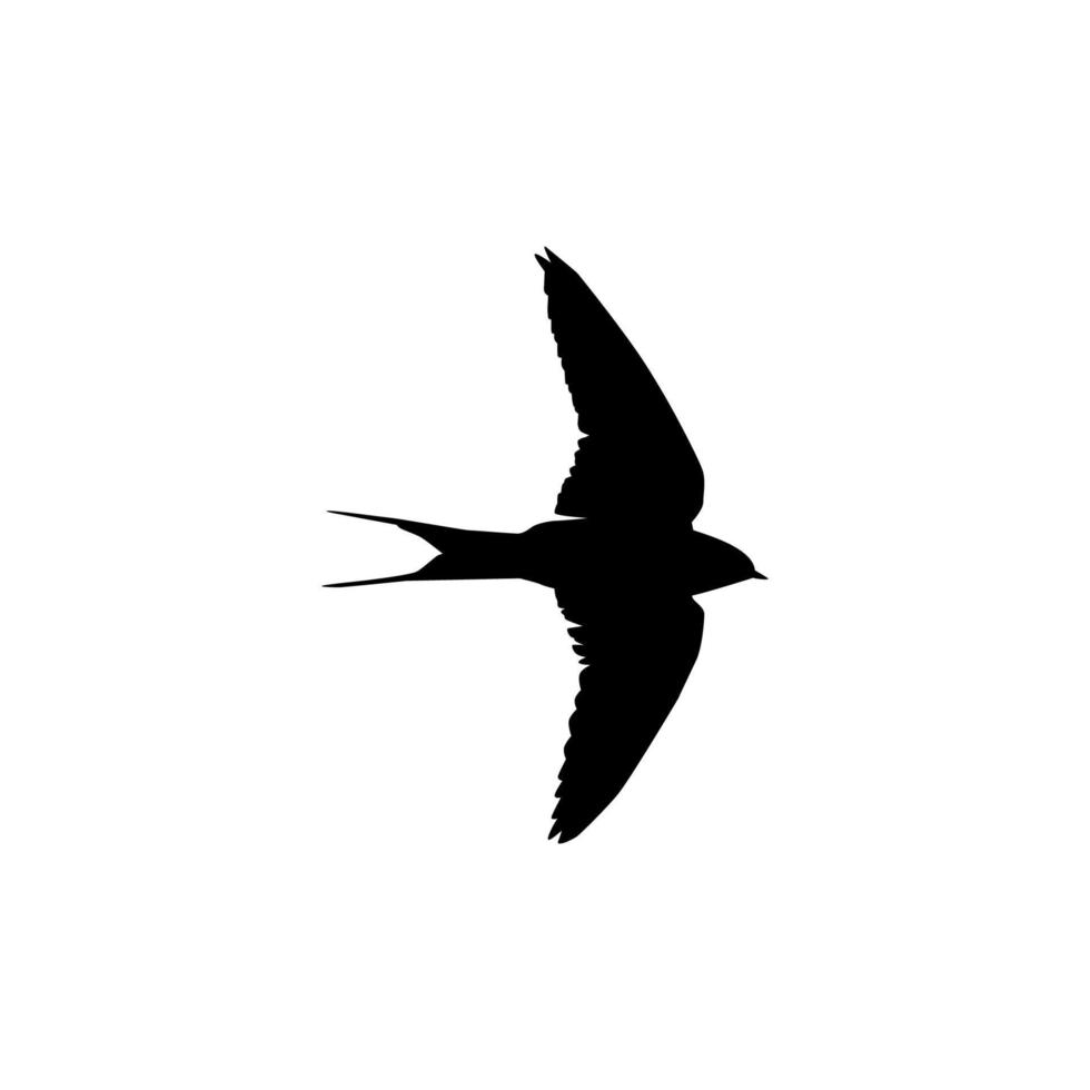 Flying Swallow Bird Silhouette for Logo, Pictogram, Website. Art Illustration or Graphic Design Element. Vector Illustration