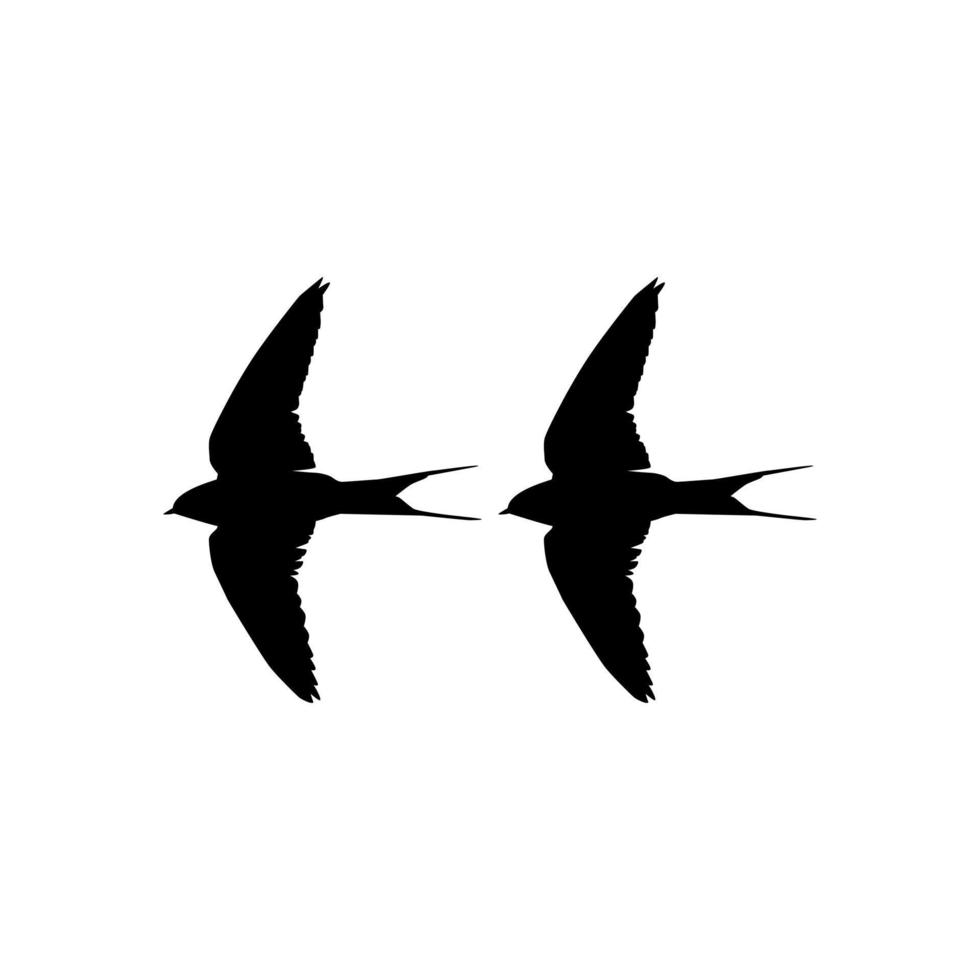 Flying Pair of the Swallow Bird Silhouette for Logo, Pictogram, Website. Art Illustration or Graphic Design Element. Vector Illustration