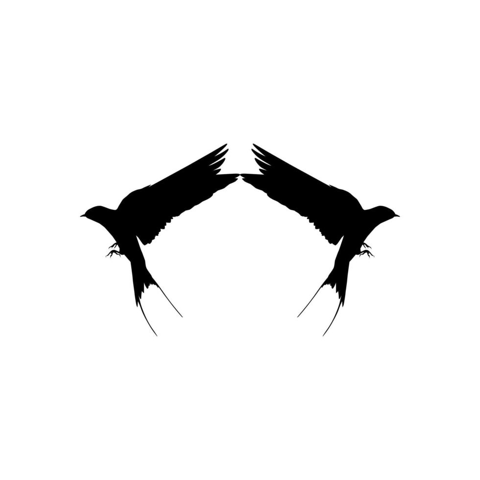 Flying Pair of the Swallow Bird Silhouette for Logo, Pictogram, Website. Art Illustration or Graphic Design Element. Vector Illustration