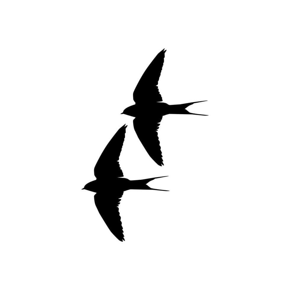 Flying Pair of the Swallow Bird Silhouette for Logo, Pictogram, Website. Art Illustration or Graphic Design Element. Vector Illustration