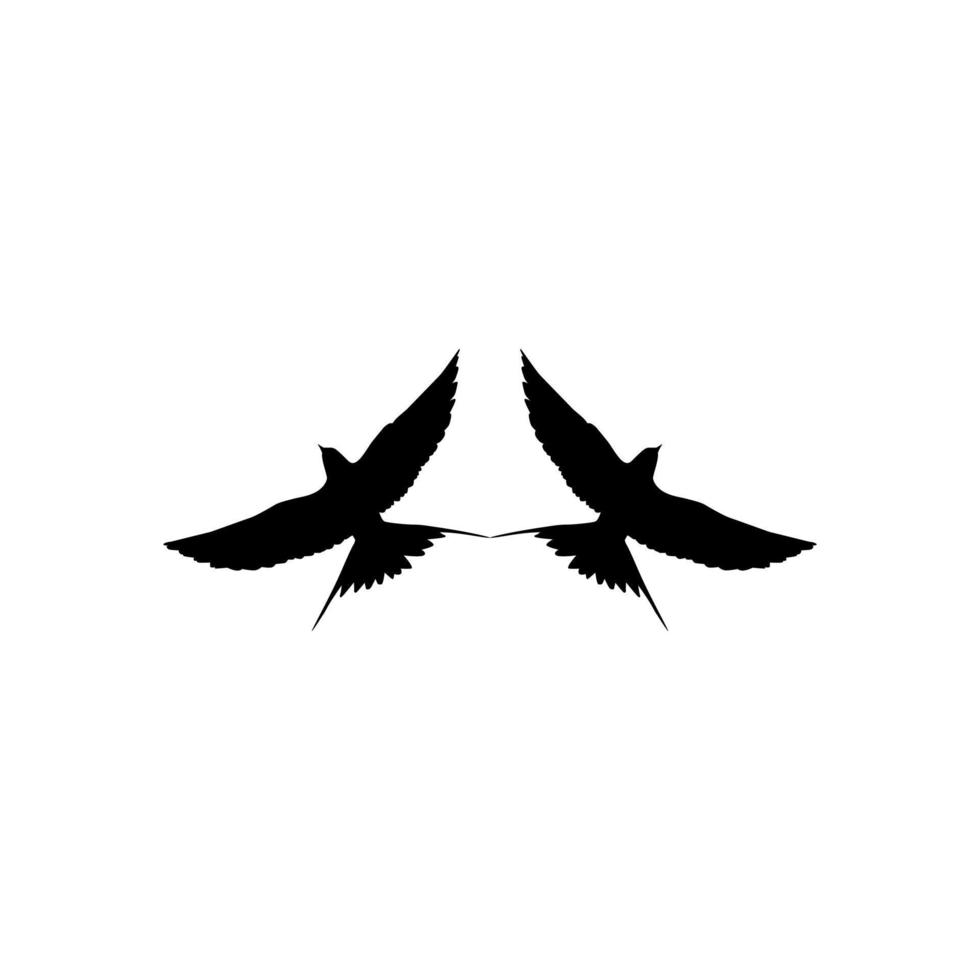 Flying Pair of the Swallow Bird Silhouette for Logo, Pictogram, Website. Art Illustration or Graphic Design Element. Vector Illustration