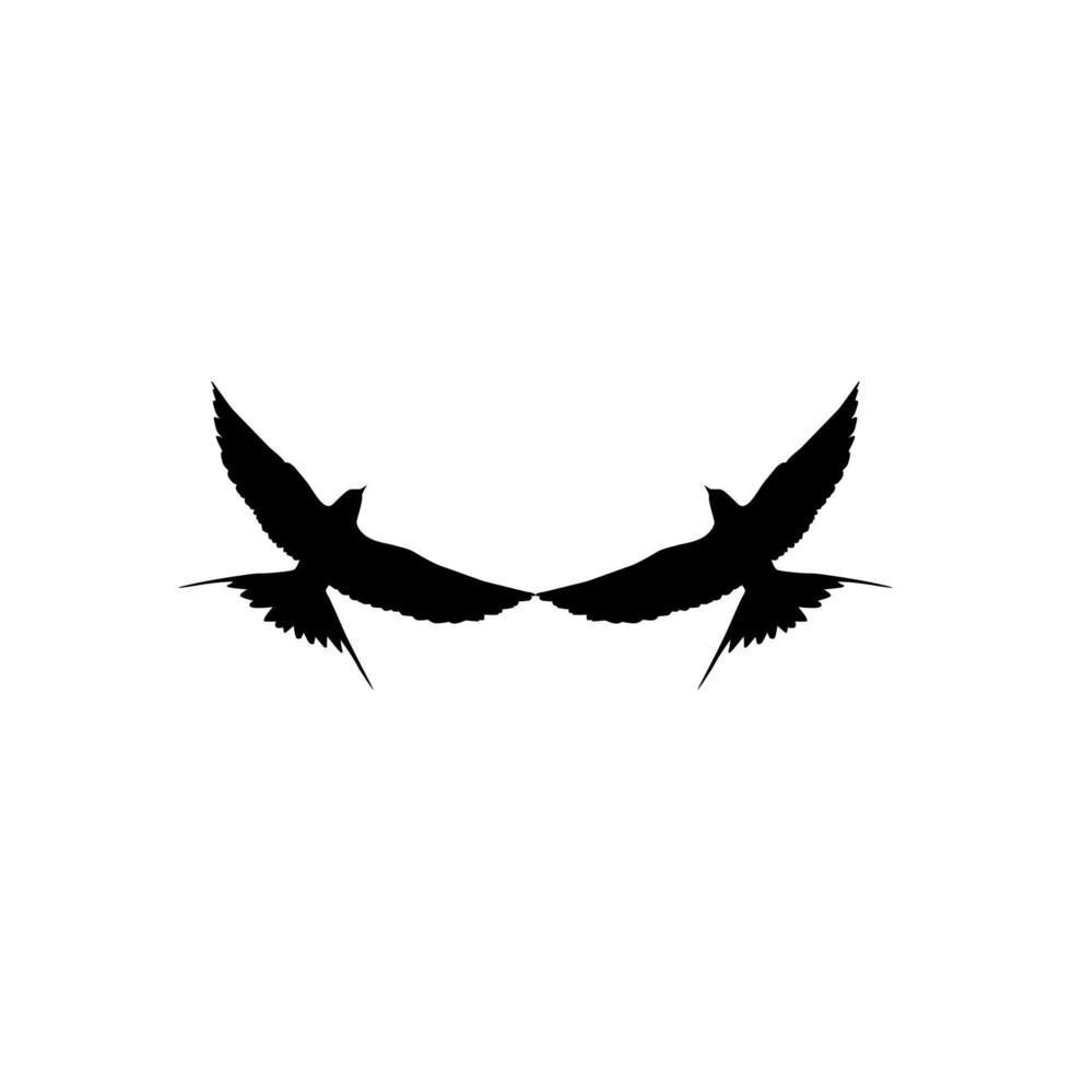 Flying Pair of the Swallow Bird Silhouette for Logo, Pictogram, Website. Art Illustration or Graphic Design Element. Vector Illustration