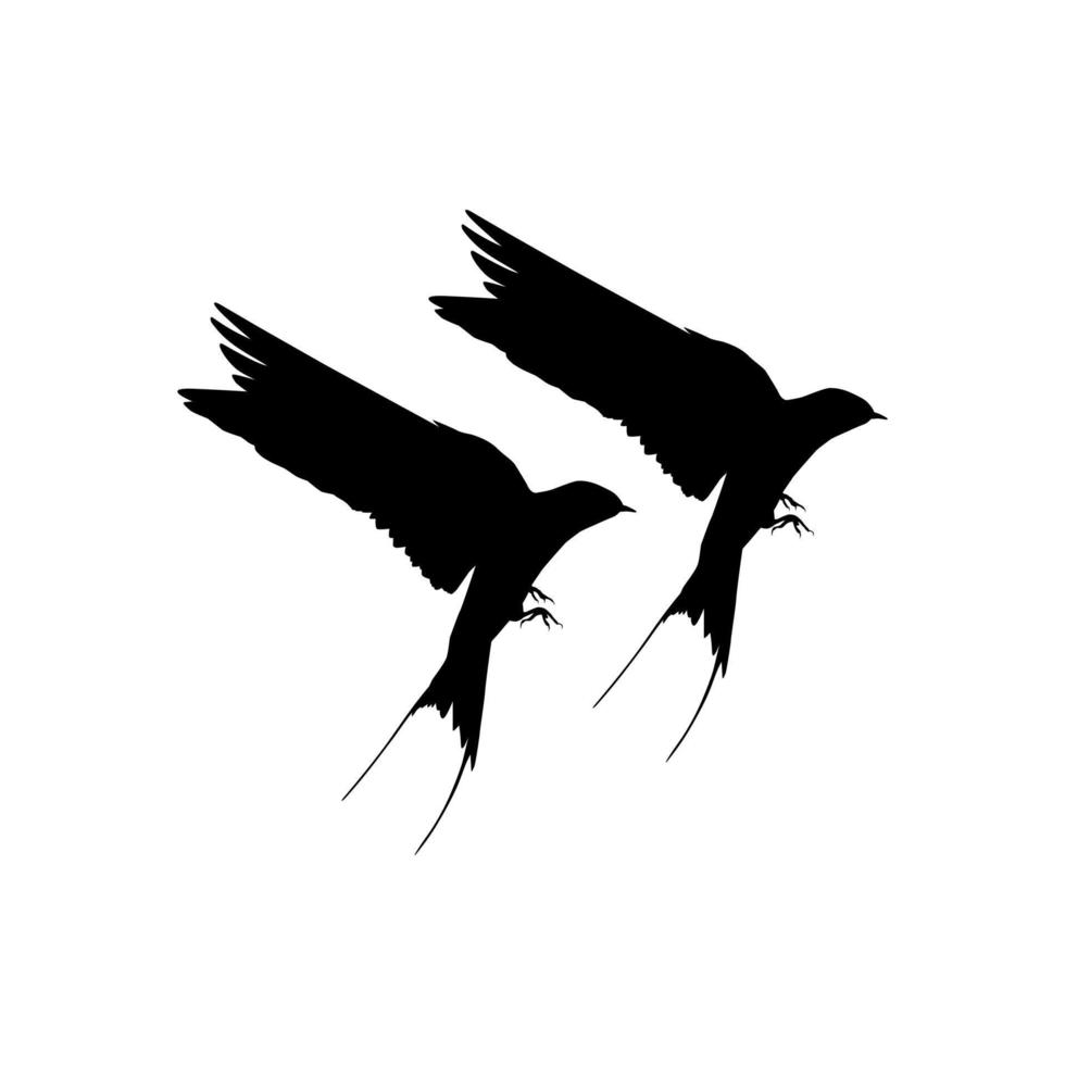Flying Pair of the Swallow Bird Silhouette for Logo, Pictogram, Website. Art Illustration or Graphic Design Element. Vector Illustration
