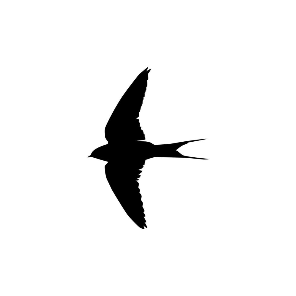 Flying Swallow Bird Silhouette for Logo, Pictogram, Website. Art Illustration or Graphic Design Element. Vector Illustration