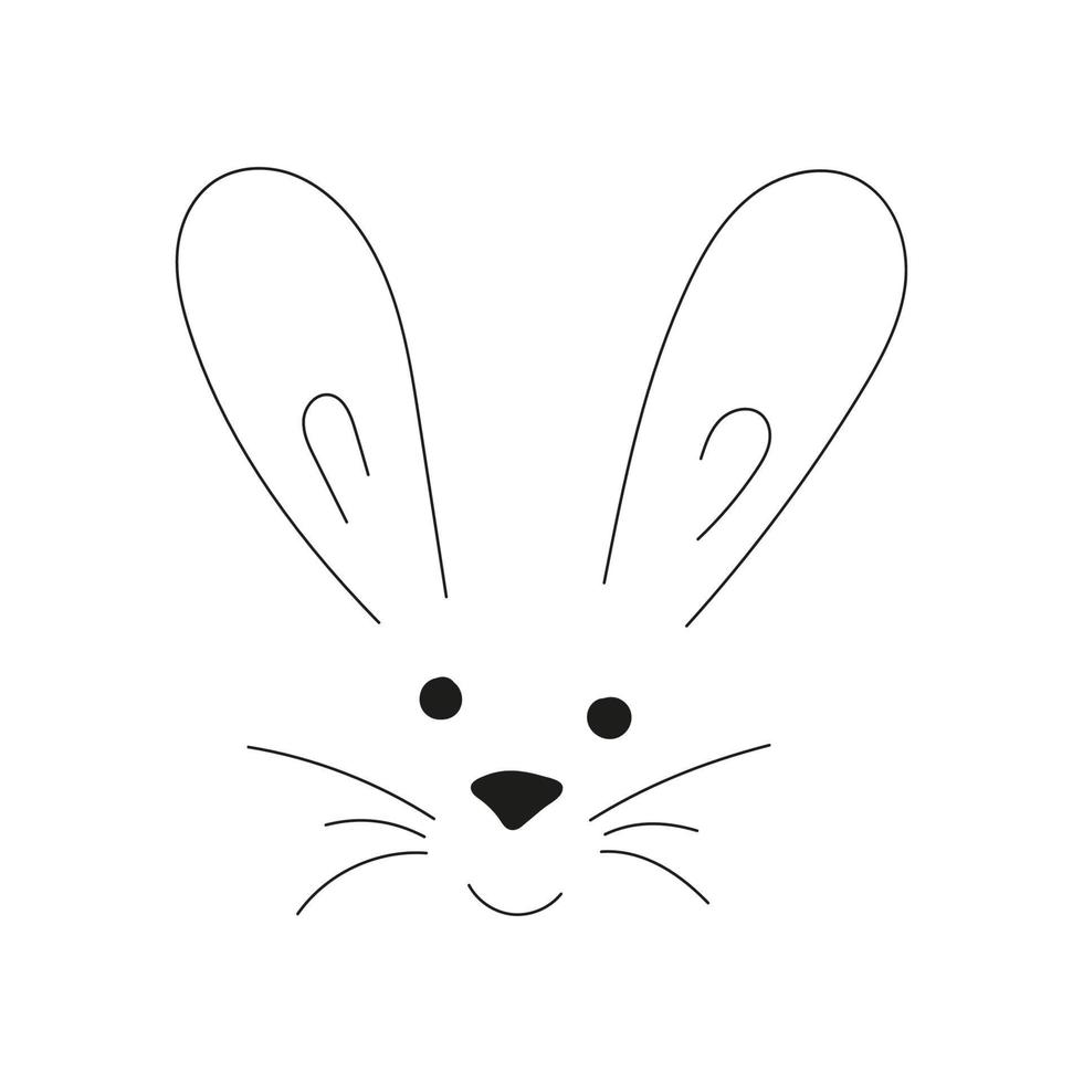 Muzzle bunny. Easter Line art Vecrot illustration. Outlines Black and white rabbit. vector
