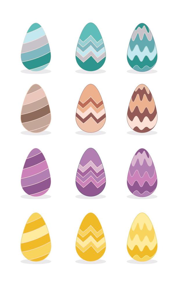Set eggs with geometric pattern. Easter coloring page. Vector illustration for card poster and cover