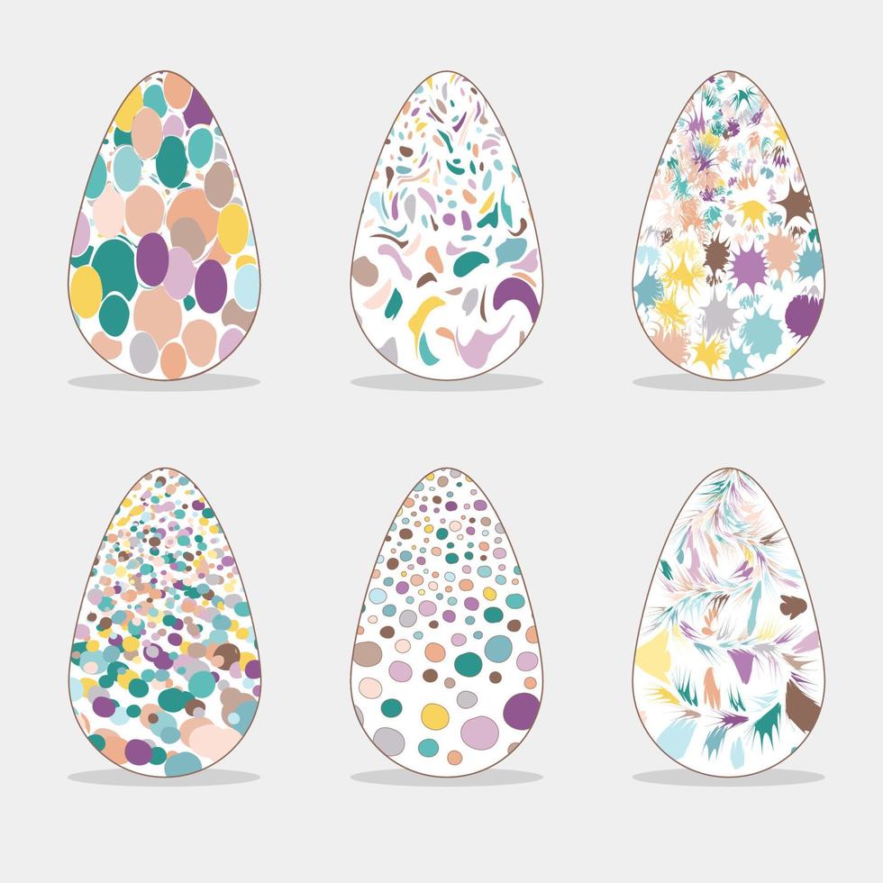 Set eggs with geometric pattern. Easter coloring page. Vector illustration for card poster and cover