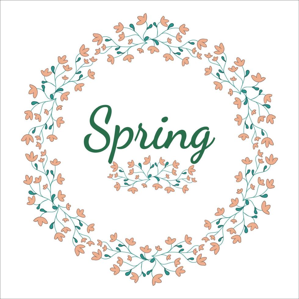 Flowers wreath. Spring flower. Doodle vector illustration. Template spring card.