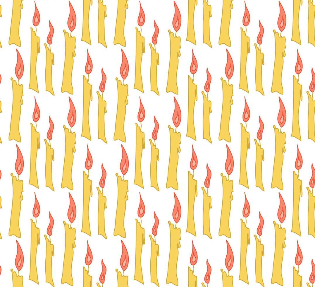 Seamless pattern with candles. Doodle Vector Illustration. Wax candle repeat pattern.