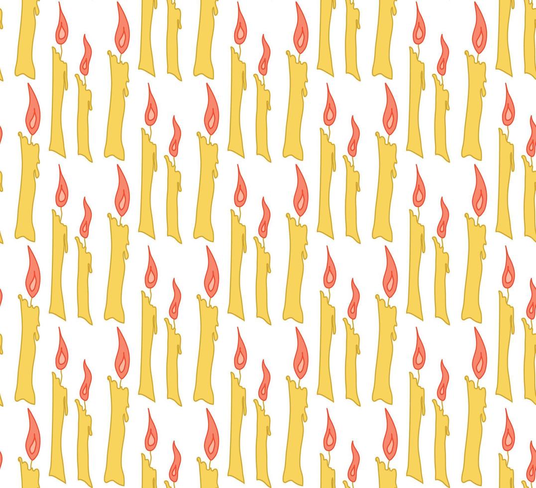 Seamless pattern with candles. Doodle Vector Illustration. Wax candle repeat pattern.