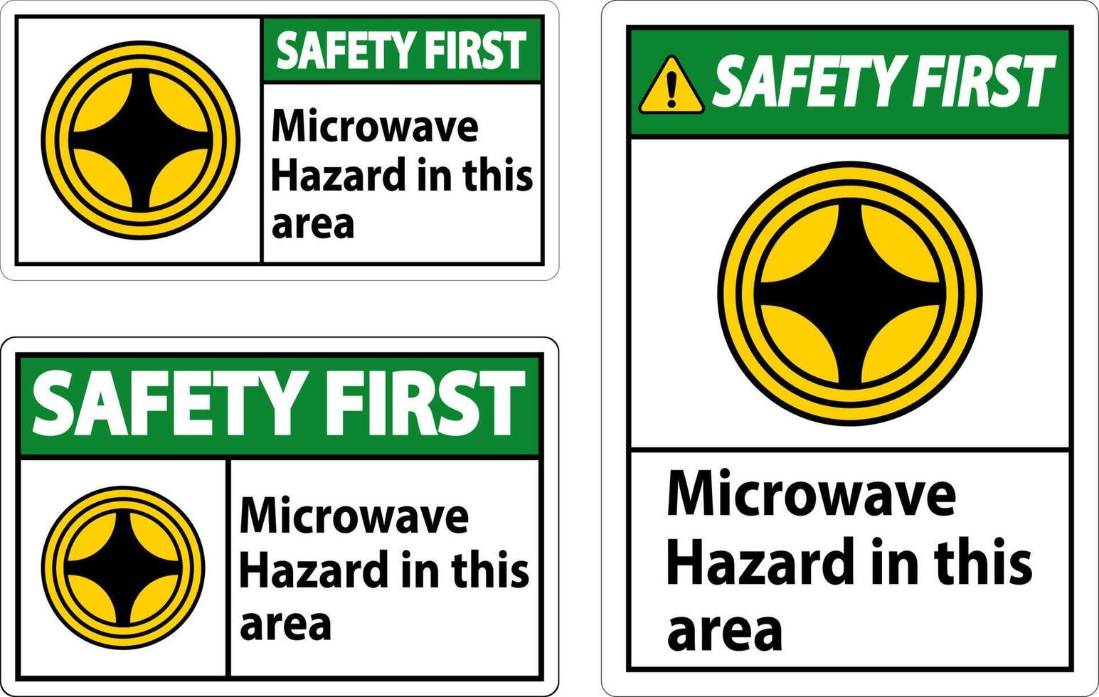 Safety First Sign Microwave Hazard In This Area with Symbol vector