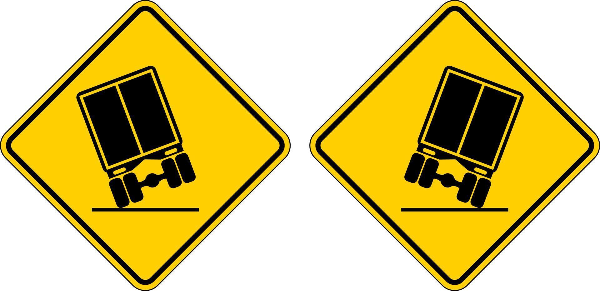 Traffic Sign, Truck Falling Graphic On White Background vector