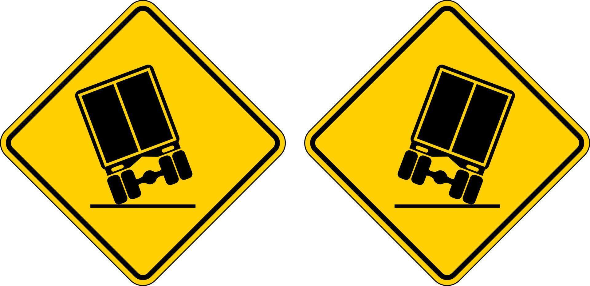 Traffic Sign, Truck Falling Graphic On White Background vector