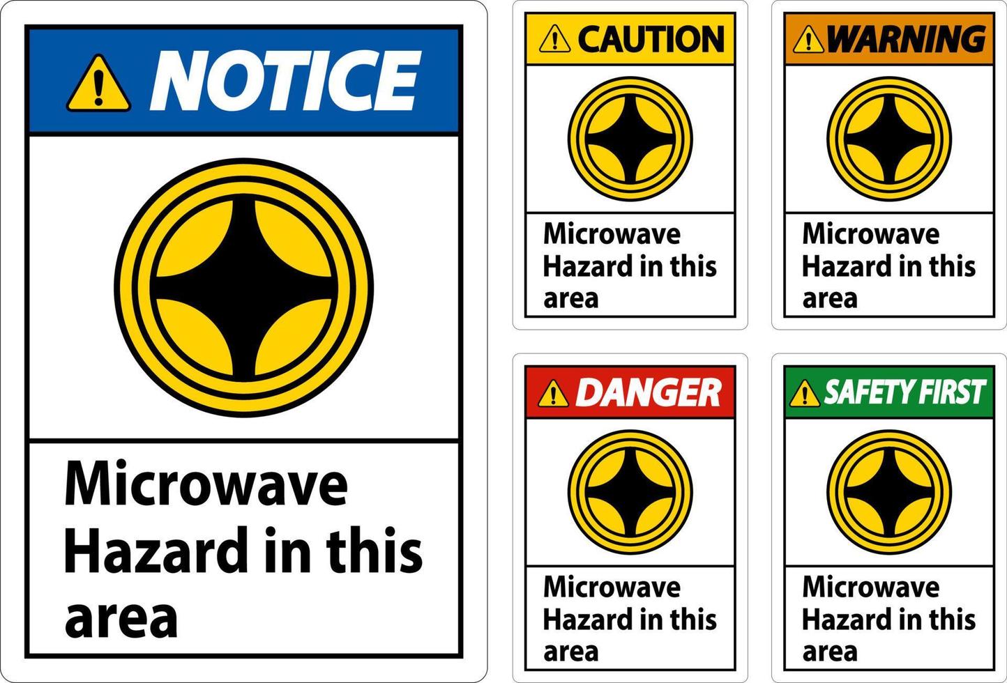 darse cuenta firmar microondas peligro en esta zona con símbolo vector