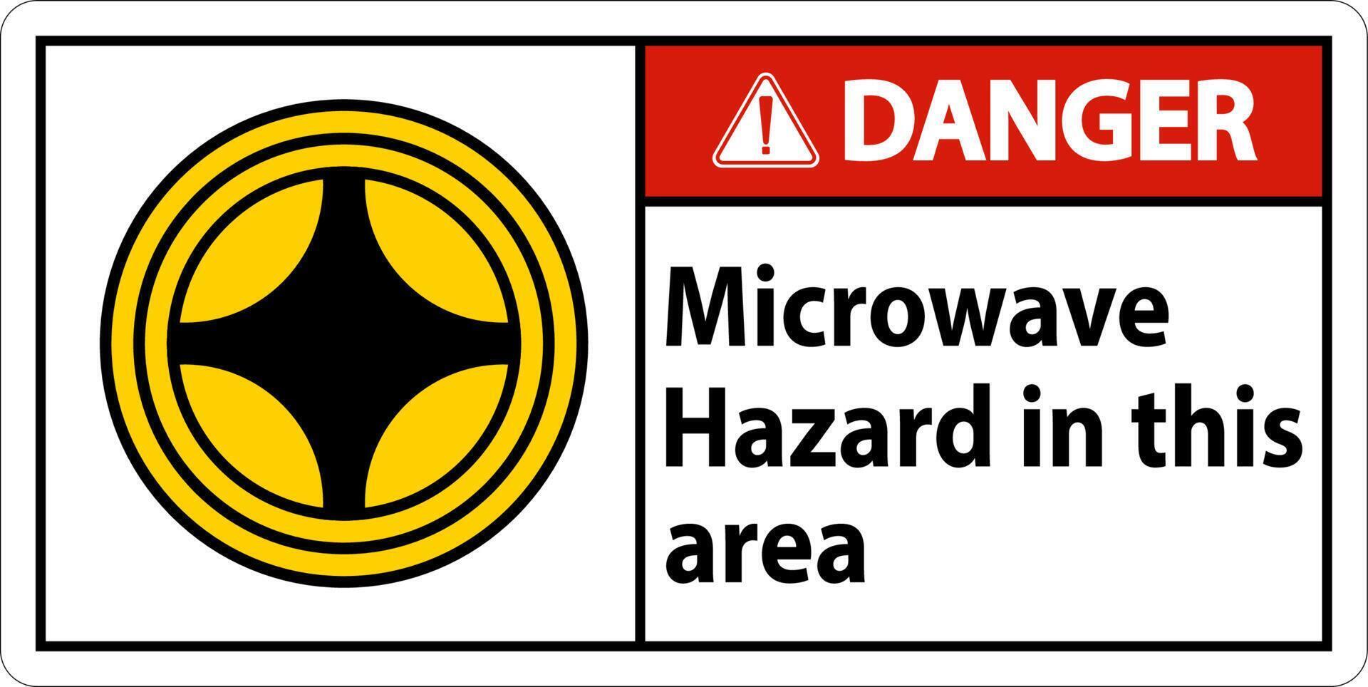 Danger Sign Microwave Hazard In This Area with Symbol vector