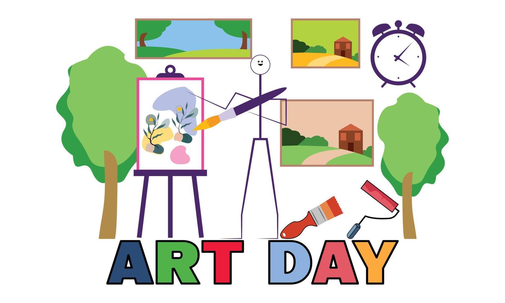 Flat world art day Vector and illustration Background Design, International artists day banner design,