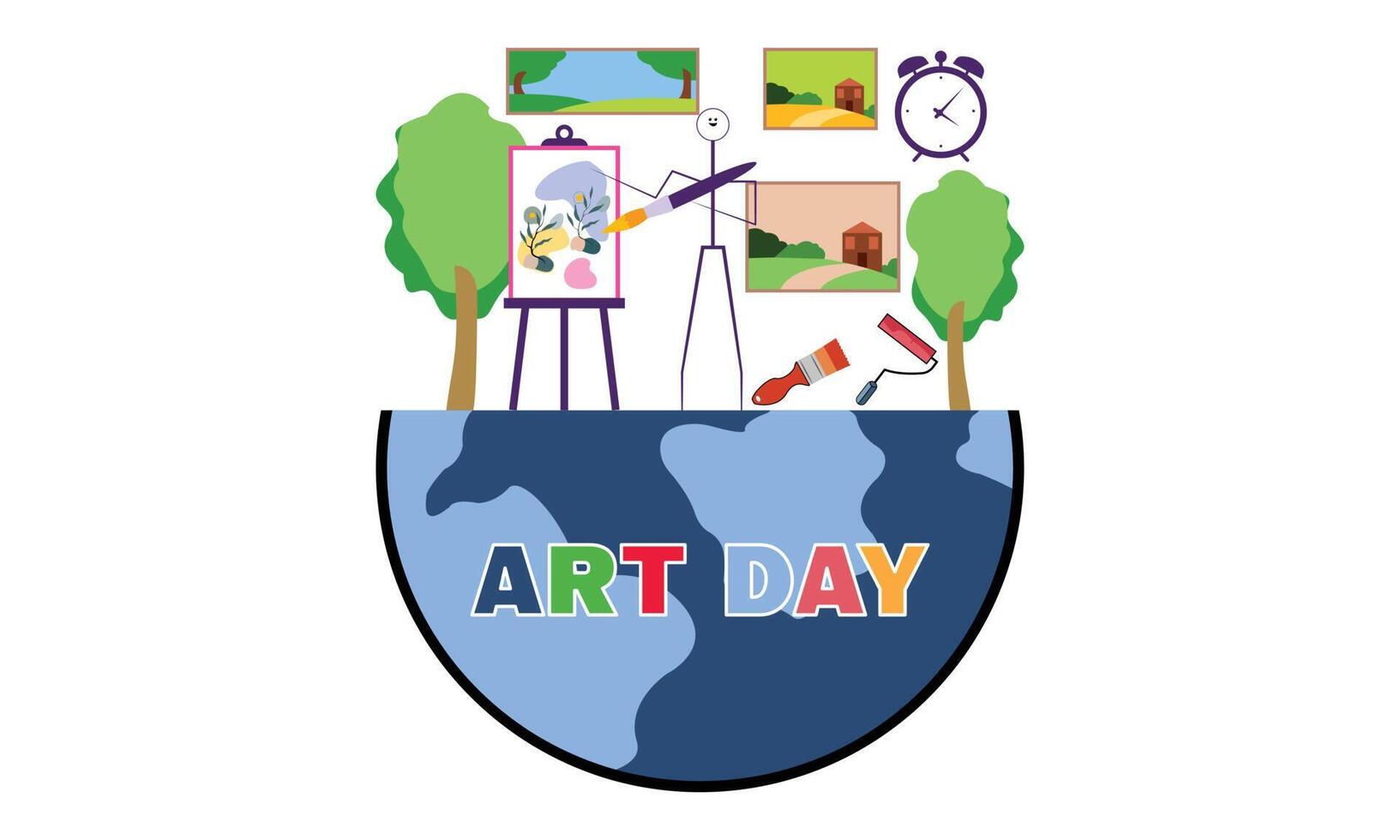 Flat world art day Vector and illustration Background Design, International artists day banner design,