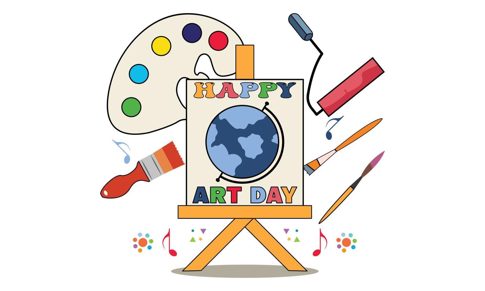 Flat world art day Vector and illustration Background Design, International artists day banner design,