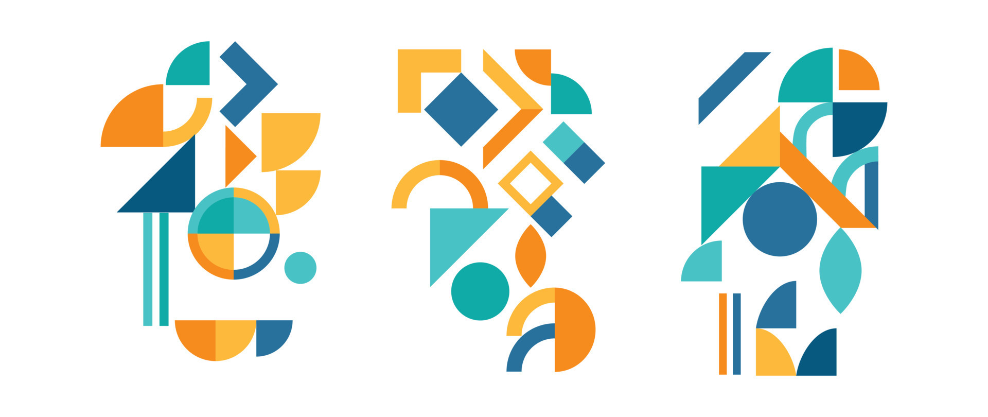 Set of geometric pattern element in midcentury style. Retro abstract