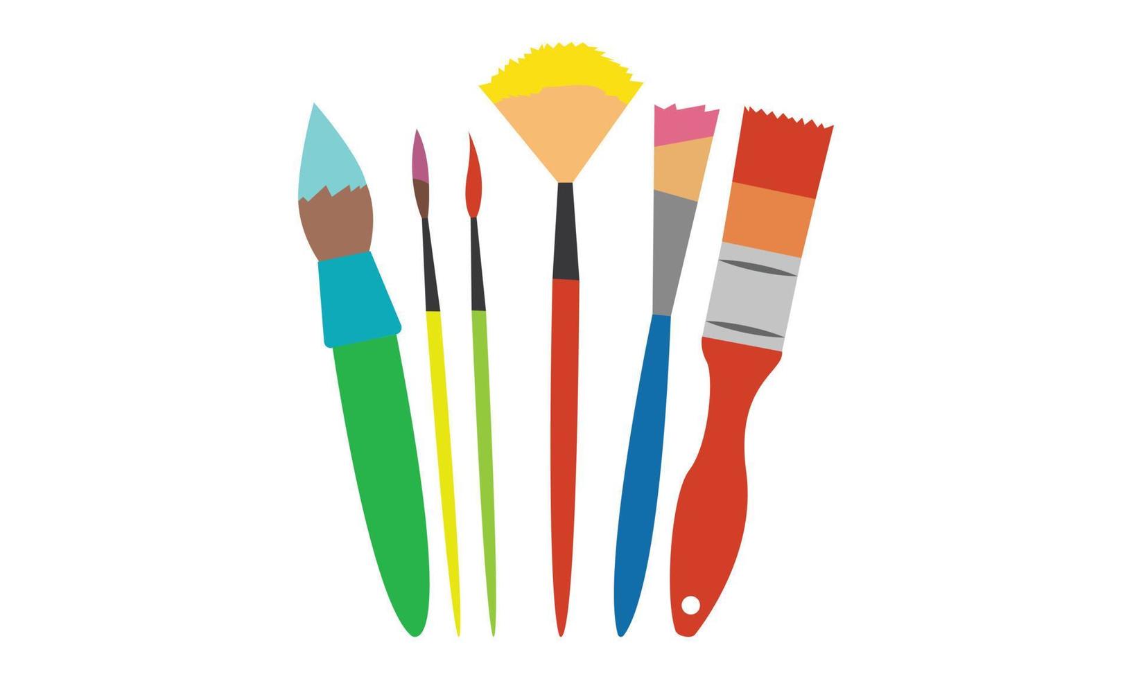 Arte color paleta con Cepillo de pintura dibujo herramientas, color paleta icono y vector ilustraciones,