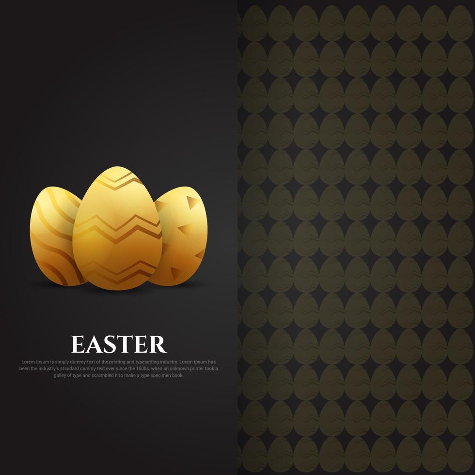 Happy easter design background vector. Golden Easter Egg design vector