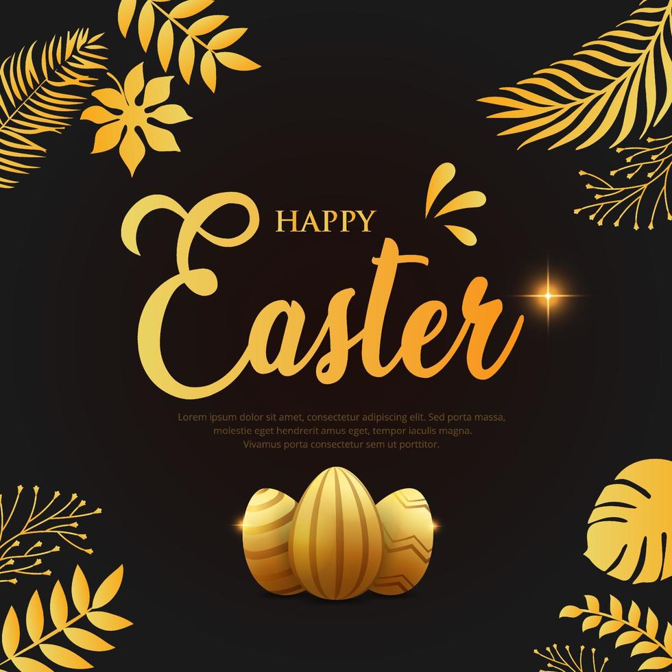 Golden Easter Egg design vector. Design layout for invitation, card, menu, flyer, banner, poster, vector