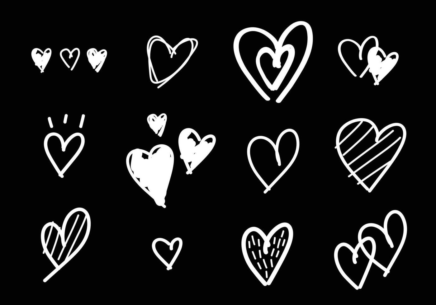 Hand drawn heart shapes vector