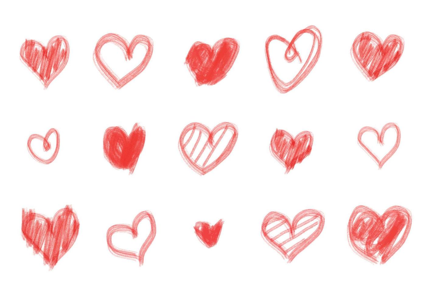 Hand drawn heart shapes vector