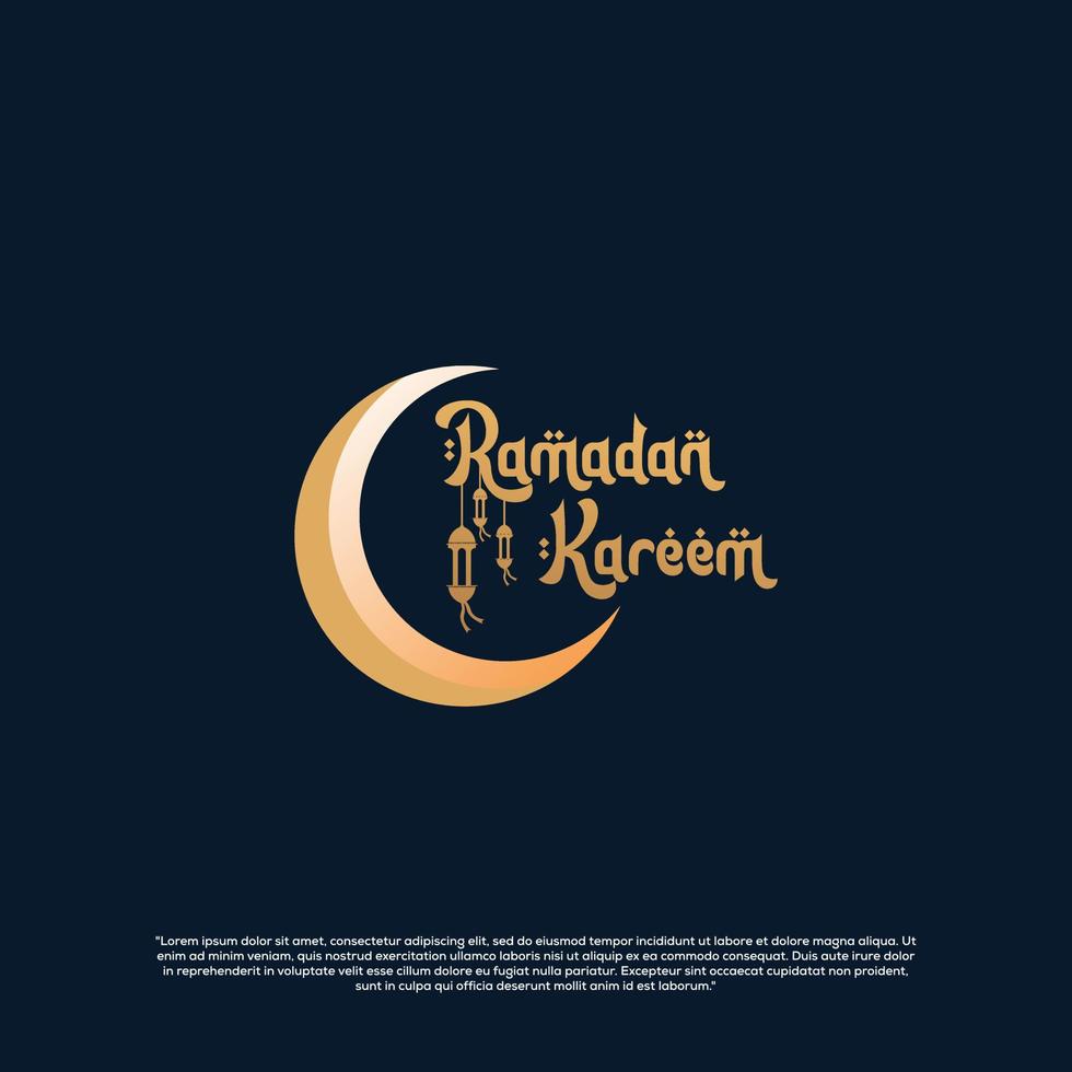 ramadan kareem typography with moon template design vector