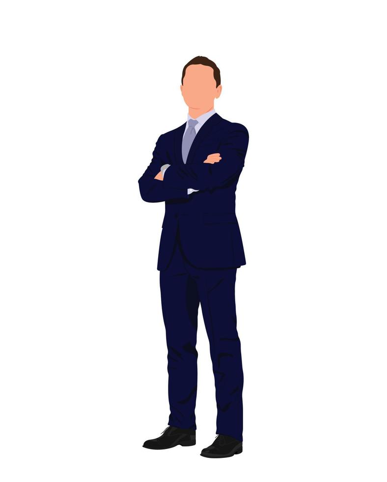 en pie hombre en traje, empresario en traje y Corbata ilustración vector