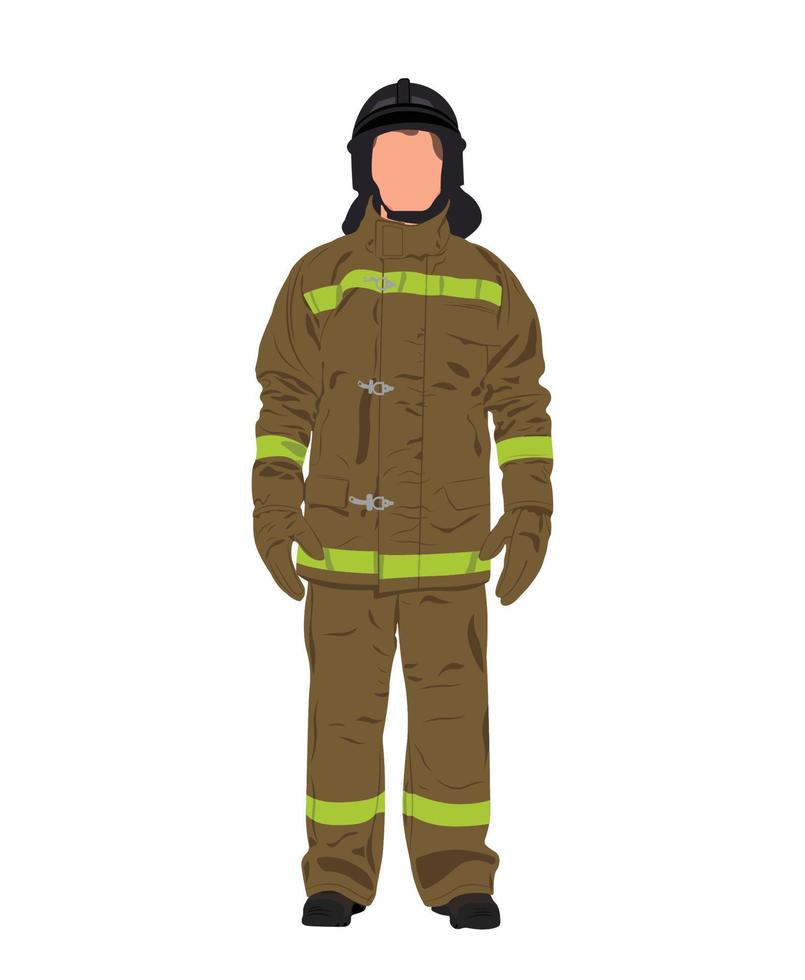 Firefighter, Fireman Character In Uniform, Emergency Rescue Illustration vector