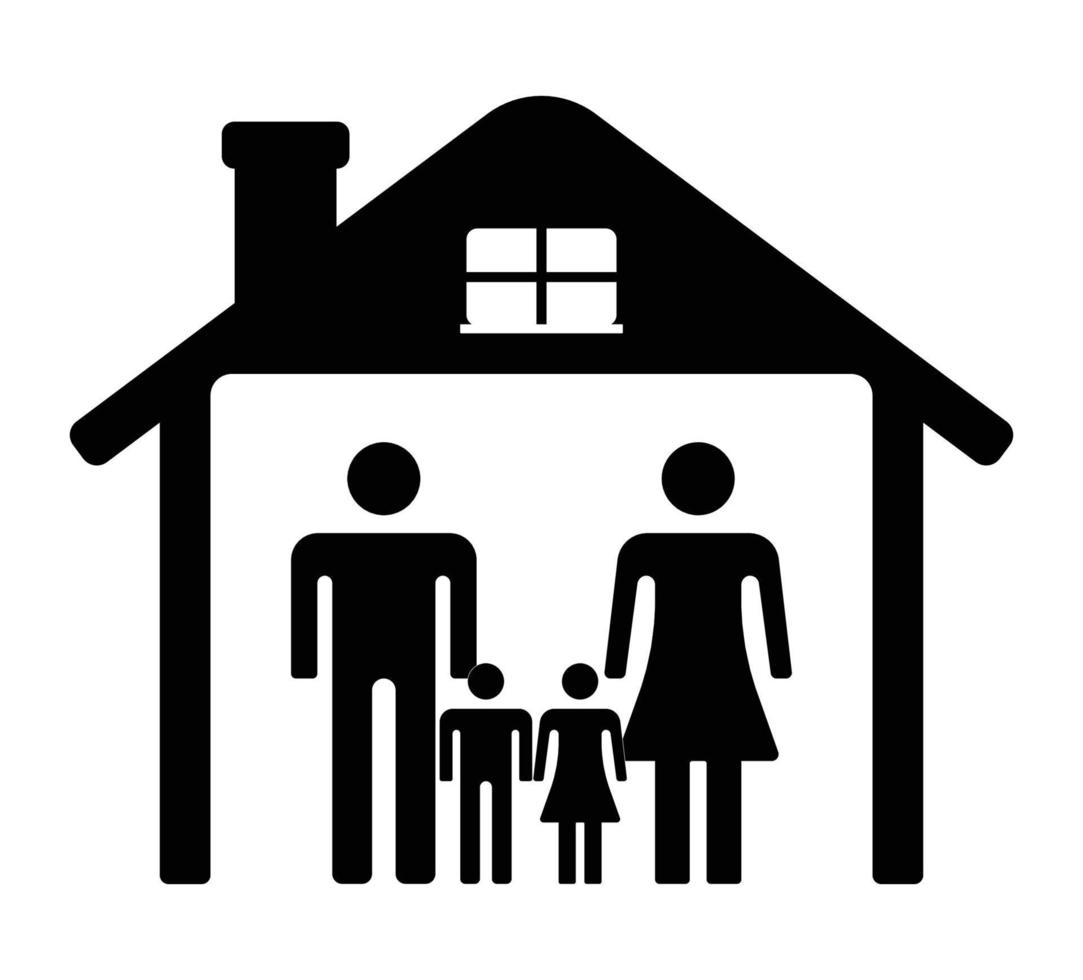 Household Icon, Family House Silhouette vector